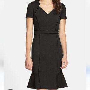 NWT Nue by Shani Piped Tulip Hem Sheath Dress Gray Size 10